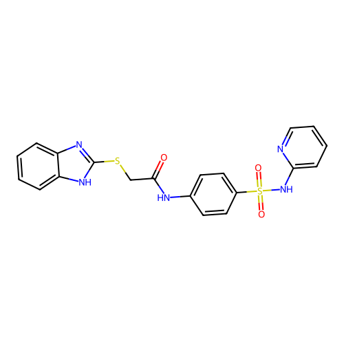 2-(1H-benzimidazol-2-ylsulfanyl)-N-[4-(pyridin-2-ylsulfamoyl)phenyl]acetamide structure