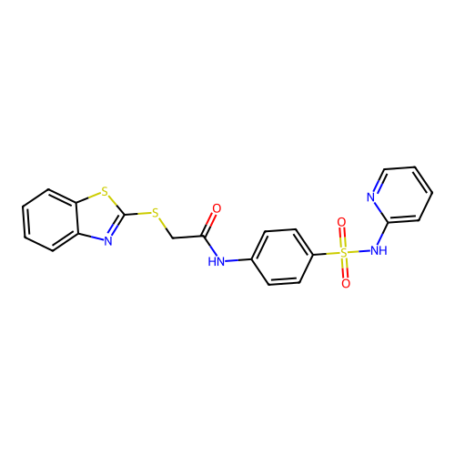 2-(1,3-benzothiazol-2-ylsulfanyl)-N-[4-(pyridin-2-ylsulfamoyl)phenyl]acetamide structure