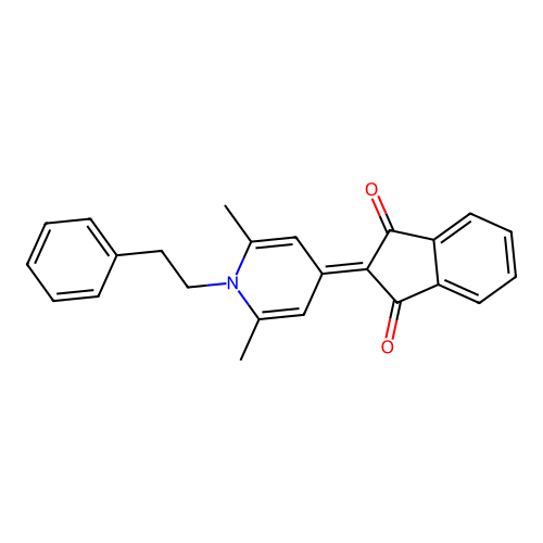 2-(2,6-dimethyl-1-phenethylpyridin-4(1H)-ylidene)-1H-indene-1,3(2H)-dione structure