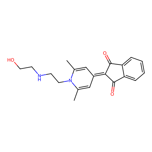2-[1-[2-(2-hydroxyethylamino)ethyl]-2,6-dimethylpyridin-4-ylidene]indene-1,3-dione structure
