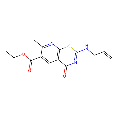4H-Pyrido(3,2-e)-1,3-thiazine-6-carboxylic acid, 7-methyl-4-oxo-2-(2-propenylamino)-, ethyl ester structure
