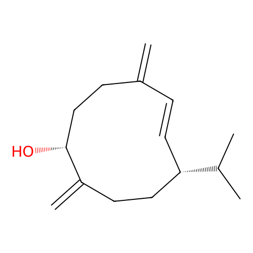 1beta-Hydroxy-4(15),5E,10(14)-germacratriene structure