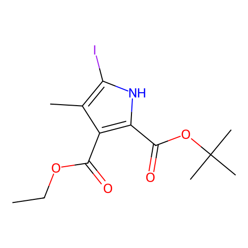 2-tert-Butyl 3-ethyl 5-iodo-4-methyl-1H-pyrrole-2,3-dicarboxylate structure