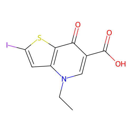 Thieno(3,2-b)pyridine-6-carboxylic acid, 4,7-dihydro-4-ethyl-2-iodo-7-oxo- structure