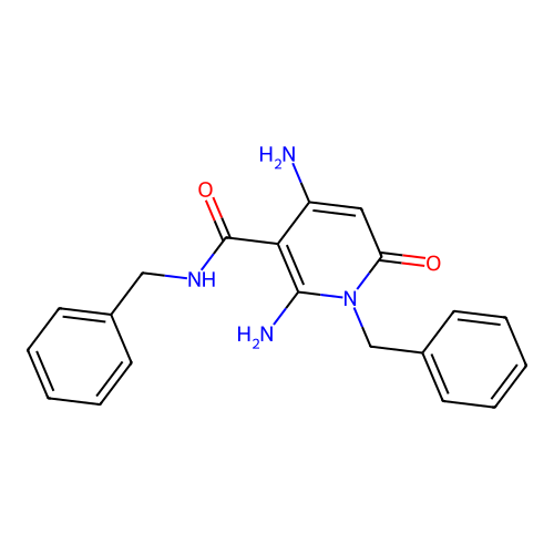 2,4-diamino-N,1-dibenzyl-6-oxopyridine-3-carboxamide structure