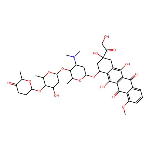 5,12-Naphthacenedione, 7,8,9,10-tetrahydro-8-(hydroxyacetyl)-1-methoxy-10-((2,3,6-trideoxy-4-O-(2,6-dideoxy-4-O-((2R-trans)-tetrahydro-6-methyl-5-oxo-2H-pyran-2-yl)-alpha-L-lyxo-hexopyranosyl)-3-(dimethylamino)-alpha-L-lyxo-hexopyranosyl)oxy)-6,8,11-trihydroxy-, (8S-cis)- structure