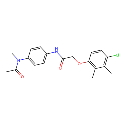 N-{4-[acetyl(methyl)amino]phenyl}-2-(4-chloro-2,3-dimethylphenoxy)acetamide structure