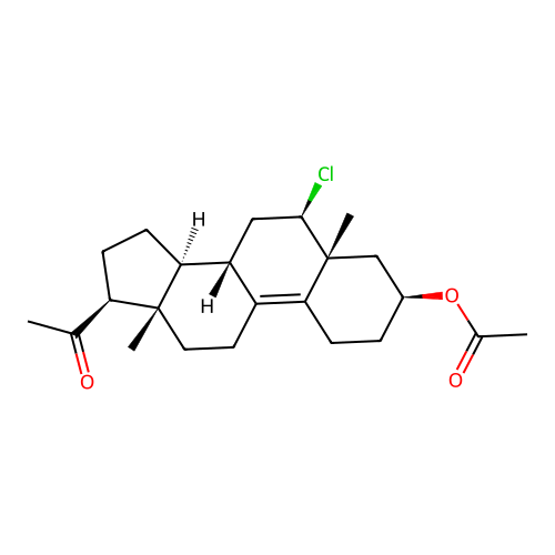 6-Chloro-5-methyl-20-oxo-19-norpregn-9-en-3-yl acetate structure