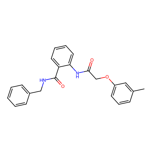 N-benzyl-2-{[(3-methylphenoxy)acetyl]amino}benzamide structure
