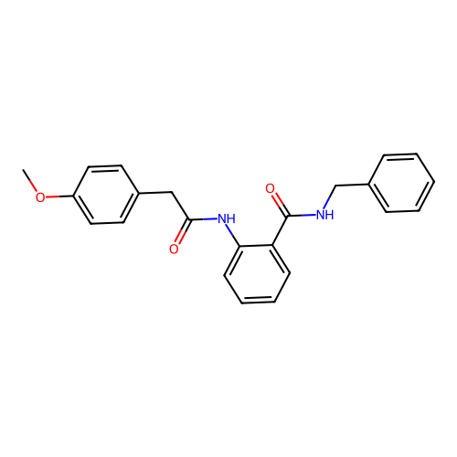 N-benzyl-2-[[2-(4-methoxyphenyl)acetyl]amino]benzamide structure
