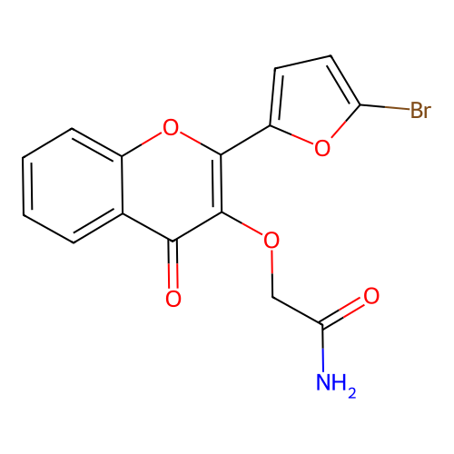 2-((2-(5-bromofuran-2-yl)-4-oxo-4H-chromen-3-yl)oxy)acetamide structure