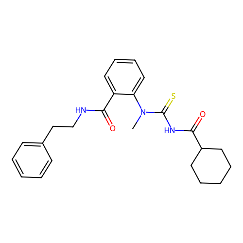 2-{[(cyclohexylcarbonyl)carbamothioyl](methyl)amino}-N-(2-phenylethyl)benzamide structure