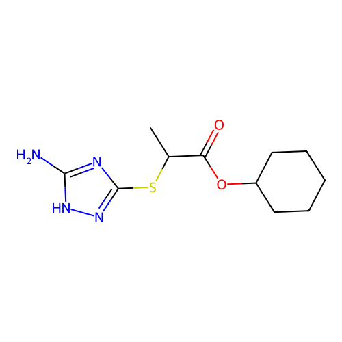 cyclohexyl 2-[(5-amino-4H-1,2,4-triazol-3-yl)sulfanyl]propanoate structure