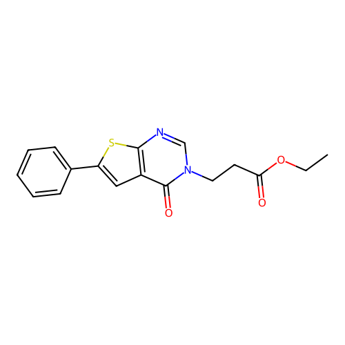 ethyl 3-{4-oxo-6-phenyl-3H,4H-thieno[2,3-d]pyrimidin-3-yl}propanoate structure