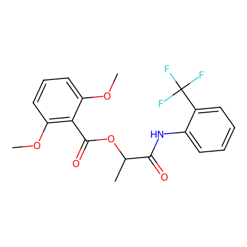 [1-Oxo-1-[2-(trifluoromethyl)anilino]propan-2-yl] 2,6-dimethoxybenzoate structure