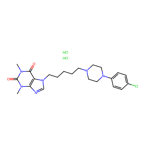 Theophylline, 7-(5-(4-(p-chlorophenyl)-1-piperazinyl)pentyl)-, dihydrochloride structure