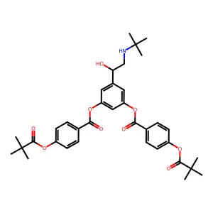 Benzoic acid, 4-(2,2-dimethyl-1-oxopropoxy)-, 5-(2-((1,1-dimethylethyl)amino)-1-hydroxyethyl)-1,3-phenylene ester structure