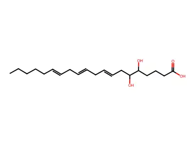 5,6-Dihydroxyicosa-8,11,14-trienoic acid structure