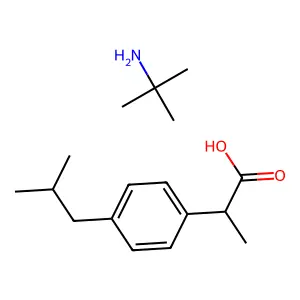 2-(4-(2-Methylpropyl)phenyl)propanoic acid--2-methylpropan-2-amine (1/1) structure