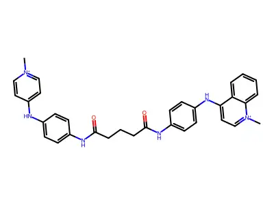 Quinolinium, 1-methyl-4-((4-((5-((4-((1-methylpyridinium-4-yl)amino)phenyl)amino)-1,5-dioxopentyl)amino)phenyl)amino)- structure