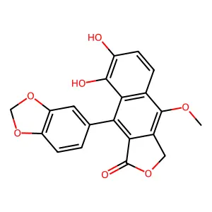 Naphtho(2,3-c)furan-1(3H)-one, 9-(1,3-benzodioxol-5-yl)-7,8-dihydroxy-4-methoxy- structure