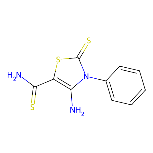 4-Amino-3-phenyl-2-thioxo-2,3-dihydro-1,3-thiazole-5-carbothioamide structure