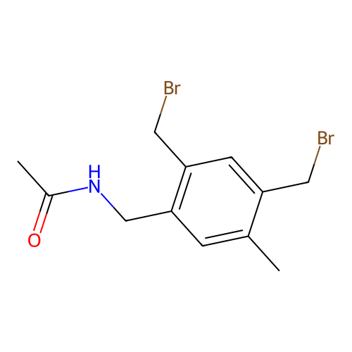 N-[[2,4-bis(bromomethyl)-5-methyl-phenyl]methyl]acetamide structure