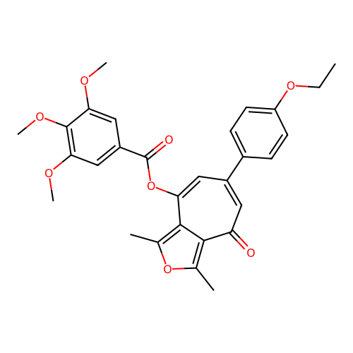 6-(4-ethoxyphenyl)-1,3-dimethyl-4-oxo-4H-cyclohepta[c]furan-8-yl 3,4,5-trimethoxybenzoate structure