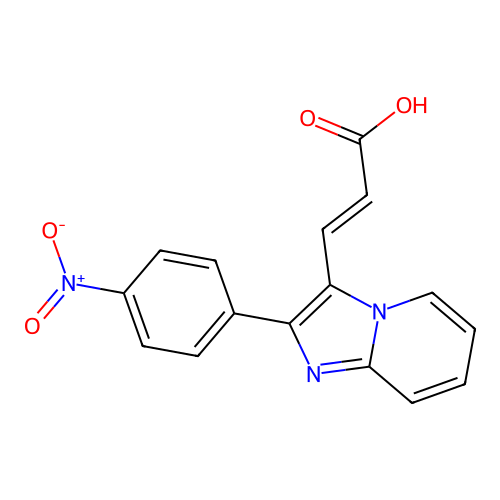 3-[2-(4-Nitrophenyl)imidazo[1,2-a]pyridin-3-yl]prop-2-enoic acid structure
