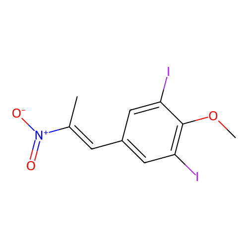 1,3-diiodo-2-methoxy-5-[(E)-2-nitroprop-1-enyl]benzene structure