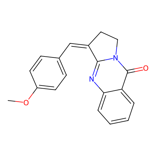 3-(4-methoxybenzylidene)-2,3-dihydropyrrolo[2,1-b]quinazolin-9(1H)-one structure