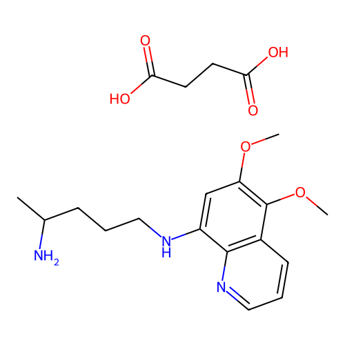 butanedioic acid;1-N-(5,6-dimethoxyquinolin-8-yl)pentane-1,4-diamine structure