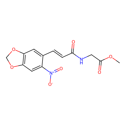 methyl 2-[[(E)-3-(6-nitro-1,3-benzodioxol-5-yl)prop-2-enoyl]amino]acetate structure