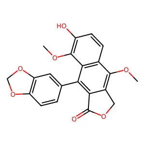Naphtho(2,3-c)furan-1(3H)-one, 9-(1,3-benzodioxol-5-yl)-7-hydroxy-4,8-dimethoxy- structure
