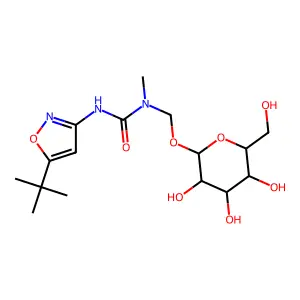 N'-(5-tert-Butyl-1,2-oxazol-3(2H)-ylidene)-N-[(hexopyranosyloxy)methyl]-N-methylurea structure