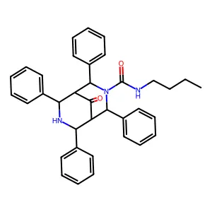 3,7-Diazabicyclo(3.3.1)nonane-3-carboxamide, N-butyl-9-oxo-2,4,6,8-tetraphenyl- structure
