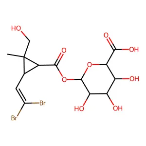 beta-D-Glucopyranuronic acid, 1-(3-(2,2-dibromoethenyl)-2-(hydroxymethyl)-2-methylcyclopropanecarboxylate) structure