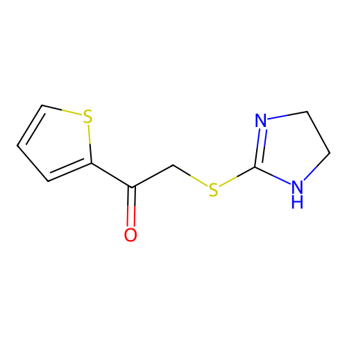 2-(4,5-dihydro-1H-imidazol-2-ylsulfanyl)-1-thiophen-2-ylethanone structure