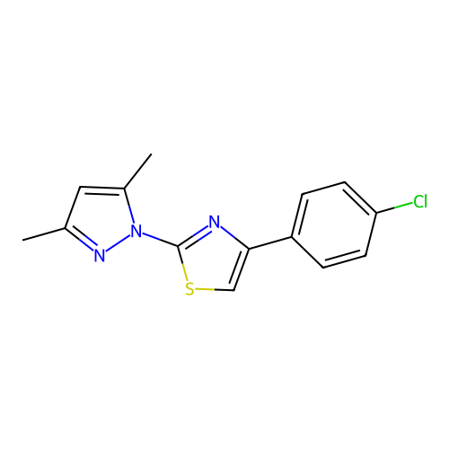 4-(4-chlorophenyl)-2-(3,5-dimethyl-1H-pyrazol-1-yl)-1,3-thiazole structure