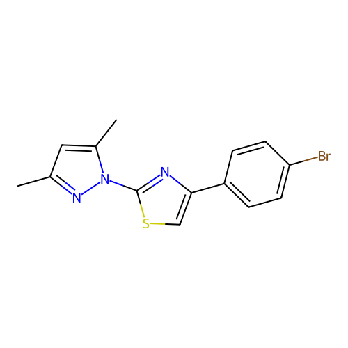 4-(4-bromophenyl)-2-(3,5-dimethyl-1H-pyrazol-1-yl)-1,3-thiazole structure
