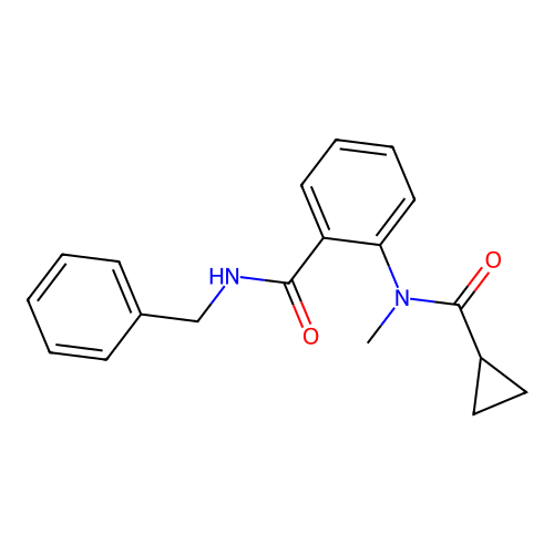 N-benzyl-2-[cyclopropanecarbonyl(methyl)amino]benzamide structure