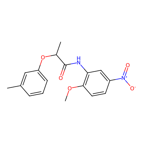 N-(2-methoxy-5-nitrophenyl)-2-(3-methylphenoxy)propanamide structure