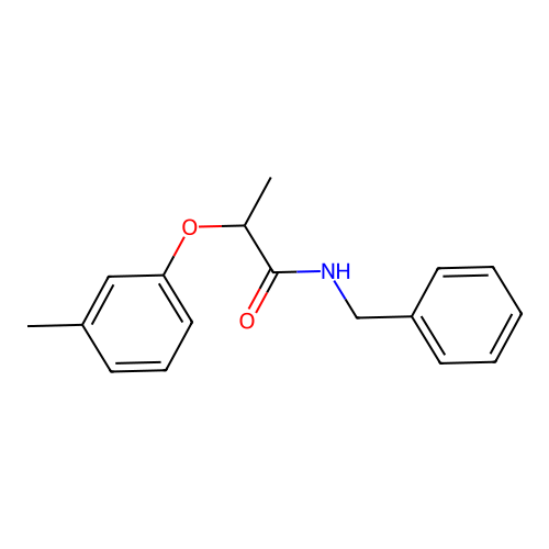 N-benzyl-2-(3-methylphenoxy)propanamide structure