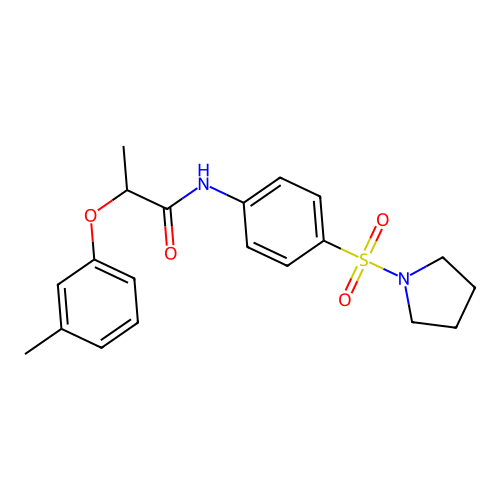 2-(3-methylphenoxy)-N-(4-pyrrolidin-1-ylsulfonylphenyl)propanamide structure