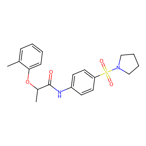 2-(2-methylphenoxy)-N-(4-pyrrolidin-1-ylsulfonylphenyl)propanamide structure