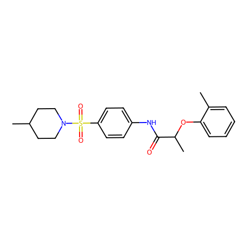 2-(2-methylphenoxy)-N-{4-[(4-methylpiperidin-1-yl)sulfonyl]phenyl}propanamide structure