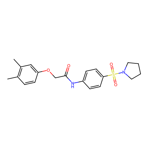 2-(3,4-dimethylphenoxy)-N-(4-pyrrolidin-1-ylsulfonylphenyl)acetamide structure