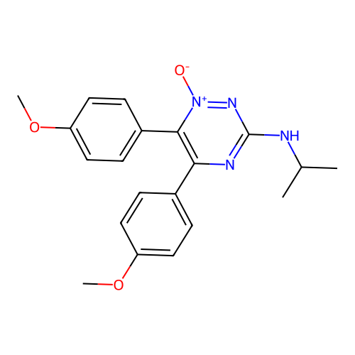 1,2,4-Triazin-3-amine, 5,6-bis(4-methoxyphenyl)-N-(1-methylethyl)-, 1-oxide structure