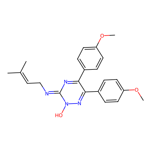 5,6-Bis(4-methoxyphenyl)-N-(3-methyl-2-butenyl)-1,2,4-triazin-3-amine 2-oxide structure