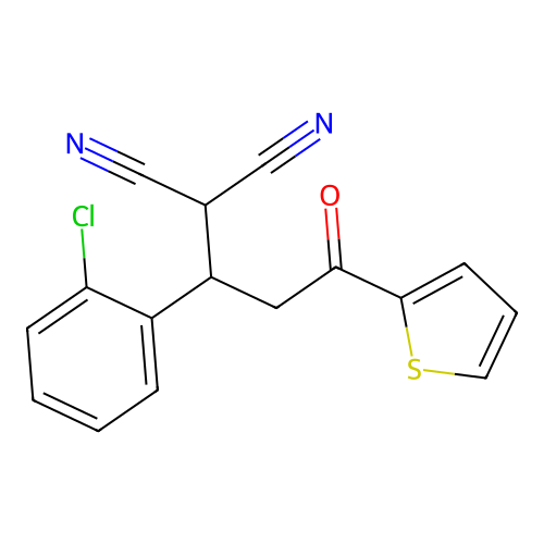 [1-(2-Chlorophenyl)-3-oxo-3-(thiophen-2-yl)propyl]propanedinitrile structure